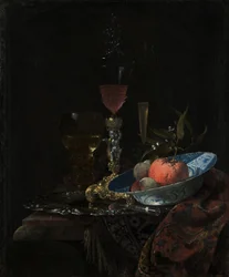 Copa de vino y un cuenco de frutas, 1663