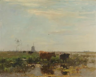 Pradera con vacas junto al agua
Pradera con vacas junto al agua