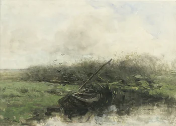 Barco de remo en una zanja