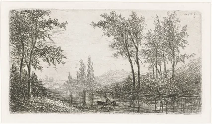 paisaje de río con barco