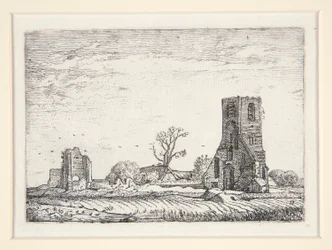 Ruinas de una iglesia (Capilla de Eykenduynen cerca de La Haya), Lámina 10 de El Conjunto de los Paisajes