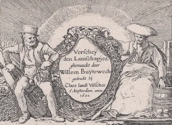 Página de Título, de Verscheyden Landtschapjes Varios Pequeños Paisajes, Placa 1