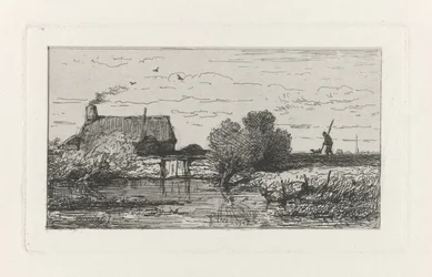 Vista de una granja en el agua