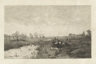 Paisaje de pólder con vacas