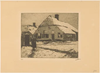 Casas cubiertas de nieve en una carretera de Ede