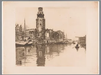 Vista de la Montelbaanstoren en Ámsterdam
Oude Schans con Montelbaanstoren y barco de remos (título original)