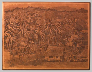 Vista de casas y vegetación en Buitenzorg
