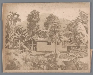 Casa con el volcán Salak al fondo, Buitenzorg