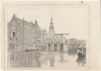 Paisaje urbano con la torre Montelbaan