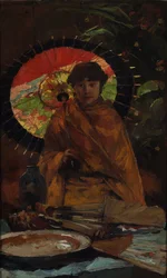 Niña con parasol japonés, ca 1899