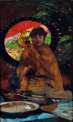 ""Niña con sombrilla japonesa" Pintura de Willem de Zwart (862-1931) - ca 1899 - Óleo sobre lienzo Dim 82,5x51 cm Gemeentemuseum Den Haag