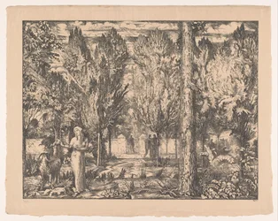 Mujer y carnero en un jardín amurallado
El parque (título original)