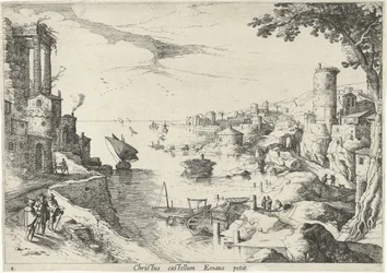 Paisaje con los Viajeros de Emaús Christ castellum Emaus petit (título sobre objeto) Paisajes italianos con escenas bíblicas (título de la serie)