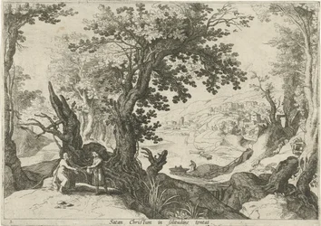 Paisaje con la tentación de Cristo Satan Christum in solitudine tentat (título sobre el objeto) Paisajes italianos con escenas bíblicas (título de la serie)