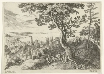 Viajero es atacado por ladrones Paisajes italianos (título de la serie)