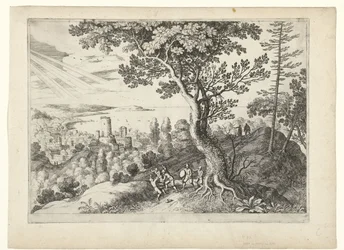 Viajero es atacado por ladrones Paisajes italianos (título de la serie)
