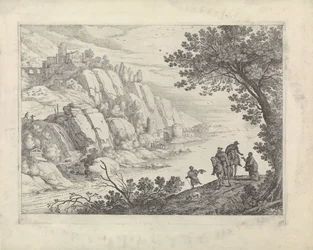 Jinetes y mendigos en un paisaje