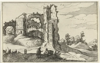 Ruina con una puerta Ruinas romanas y paisajes costeros (serie 1) (título de la serie)