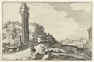 Templo de Cástor y Pólux Ruinas romanas y paisajes costeros (serie 1) (título de la serie)
