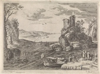 Varios barcos en una bahía Paisajes italianos (título de la serie)