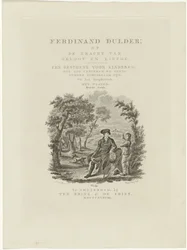 Viajero sentado y un niño en un paisaje Página de título para: J.G. Tobler, Ferdinand Dulder, 1838