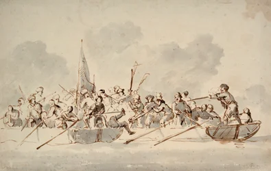 Lucha en barcos con piratas berberiscos, c.1685 (dibujo)