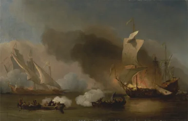 Una acción entre barcos ingleses y corsarios berberiscos