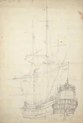 Retrato del "Ijlst", construido en 1653, 30 cañones, mencionado por última vez en 1666, c.1665 (offset)
