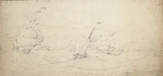 Escuadra de retaguardia holandesa a barlovento en mar gruesa, c.1672 (grafito)