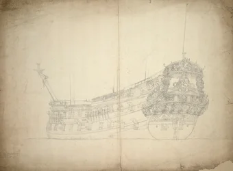Retrato del "Vereenigde Provincien" (construido hacia 1665), 48 cañones, mencionado por última vez en 1667, c.1665 (offset)