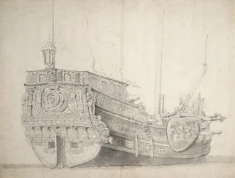 Retrato del yate de un príncipe holandés, c.1660 (grafito, aguada gris)
