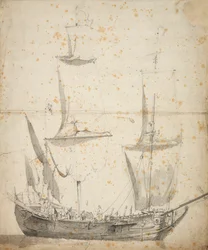 Retrato de un pequeño mercante holandés, c.1665 (grafito, aguada gris)