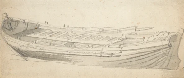 Estudio de una barcaza, c.1665 (grafito, aguada gris)