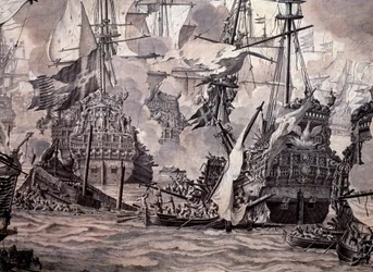 La batalla del Sund entre las flotas holandesa y sueca, 8 de noviembre de 1658 (detalle)