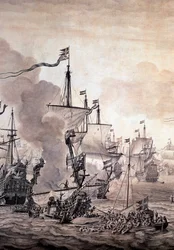 La batalla del estrecho entre las flotas holandesa y sueca, 8 de noviembre de 1658 (detalle)