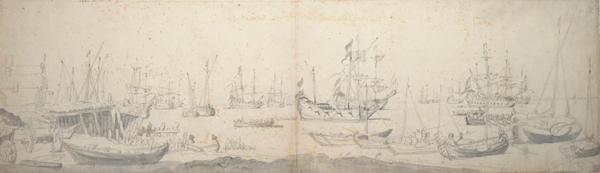 Weyschuits, un kaag y hombres de guerra holandeses en el Texel