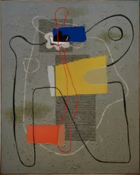 Composición lineal sobre fondo gris