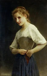 Al comienzo del día (vida en el campo: joven campesina vistiéndose). Pintura de William-Adolphe Bouguereau (William Adolphe Bouguereau