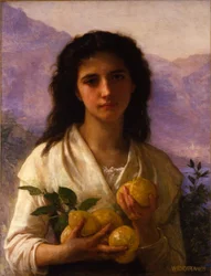 Niña sosteniendo limones