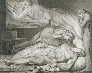 Muerte del malvado fuerte, pl.6, ilustración de "La tumba, un poema" de William Blake (1757-1827), grabado por Luigi Schiavonetti (1765-1810)