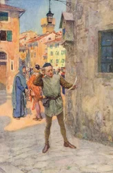 Romeo y Julieta de Shakespeare: Acto I, Escena II (litografía en color)