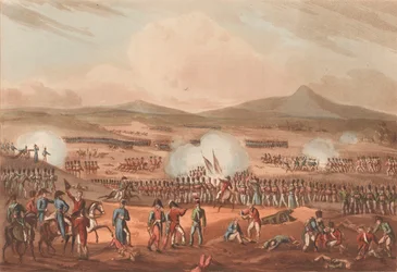 Batalla de Fuentes de Oñoro, 5 de mayo de 1811 (acuafuerte, coloreado)