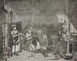 Poeta afligido, según pintura de William Hogarth