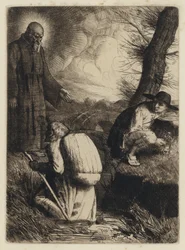 El progreso del peregrino de Bunyan: El cenagal del desaliento (grabado)