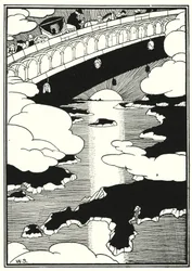 Ilustración de las Aventuras del Barón Munchausen (grabado)