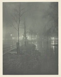 Noche lluviosa, Columbus Circle, Nueva York