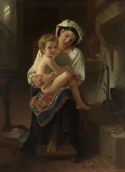 Joven madre mirando a su hijo, 1871