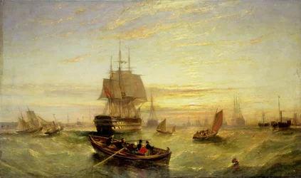 Entrando en el puerto de Portsmouth (óleo sobre lienzo)