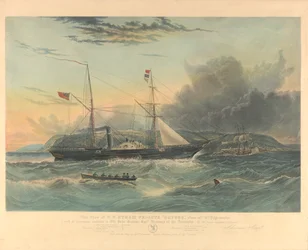 Esta vista de la fragata de vapor Geyser, frente al monte Edgecombe, está dedicada a Sir John Barrow...