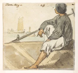 29 Barquero de ‘Bahía de Turon’.  de un álbum de 372 dibujos de paisajes, costas, disfraces y la vida cotidiana realizados durante la embajada de Lord Macartney ante el emperador de China, entre 1792 y 1794 (lápiz y acuarela sobre papel)
